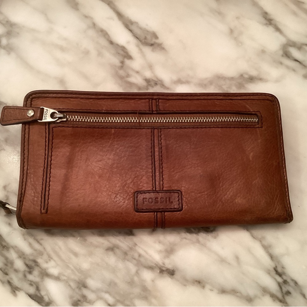 Brown Fossil Wallet Rust Color, Worn With Many Mi… - image 1